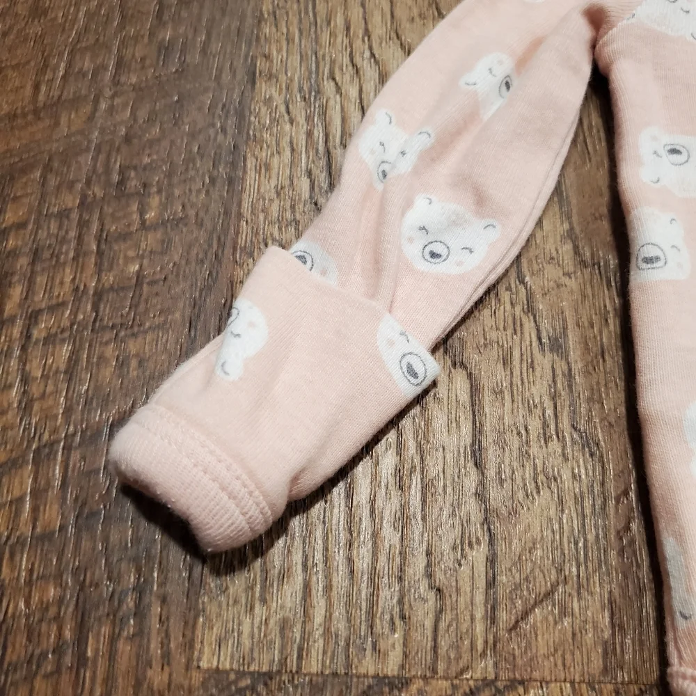 Carters Baby Cotton Matching Set Pink Gray Bear Bodysuit Polka Dot Leggings Hat